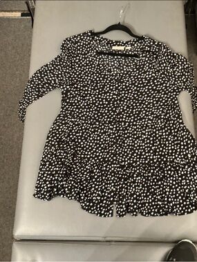 Maeve Black Top with White Dot Print